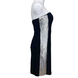 NWT BASIX BLACK LABEL KITSON BLACK SILVER METALLIC SIDE SLEEVELESS MINI DRESS